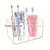 Caixa de Escova de Dentes de Acrílico Transparente Caixa de Armazenamento de Acessórios de Banheiro de Acrílico com 5 Compartimentos e Furo de Drenagem Caixa de Armazenamento de Escova de Dentes