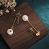 Aretes Étnicos de Jade Hechos a Mano con Borla Retro, Nuevo Estilo para Mujer, Venta al por Mayor Aretes de Calcedonia para Disfraz de Palacio con Incrustaciones