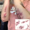 Adesivos de tatuagem de Halloween rachadura de sangue adesivos de cicatriz falsa hematoma de simulação arranhão maquiagem para festa de Halloween bar
