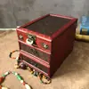 Caixa de Joias Estilo Antigo de Madeira Estojo de Maquiagem com Espelho Caixa de Armazenamento de Joias Estilo Chinês Desgastado Adereço de Casamento Presente Retrô
