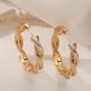 Aogu Pendientes de Aro Retorcido Chapados en Oro de 18 Quilates, Europeos y Americanos de Moda, Simples y Únicos, Pendientes Versátiles Retro de Nicho para Mujer