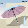 Nuevo paraguas de dosel de 12 varillas ampliado color macarrón contraste dual para sol y lluvia protección solar y resistente al viento, disponible en varios colores