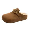 2026 Nueva Moda Versátil Punta Redonda Suela Gruesa Cómodas Zapatos de Mujer Piel Suave Mate Hebilla Punta Cerrada Mocasines Zapatos Bobo