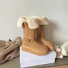 Primeiro Encontro Ji Zeng Gao Uso Dupla Face Solado Grosso Peludo Com Forro de Veludo Espesso Acolchoado Quente Sapatos de Algodão Cinza Cano Alto Botas de Neve Femininas Inverno Novo Estilo