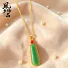Nuevo colgante de jade multicolor estilo chino con forma de gota de agua, colgante largo vintage esmaltado bañado en oro, cadena versátil para la clavícula para mujer