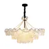 Candelabro de sala de estar estilo francés-italiano, lámpara de cristal minimalista post-moderna de color crema para dormitorio principal, lámpara de cristal de lujo ligero para comedor