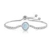 Pulsera de Moda de Lujo Ligero con Diamantes de Colores Ovalados Corte Flor de Hielo Incrustada con Diamantes de Alto Carbono Pulsera de Aguamarina con Temperamento Sencillo y Gemas de Colores para Mujer