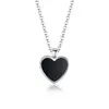 Pendientes Jingxu de Plata de Ley 925 con Forma de Corazón, Incrustados con Ágata Negra, Pendientes y Collar, Lujo Accesible Ins, Set de Gama Alta
