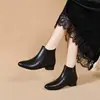 Botas de tornozelo femininas de inverno, novo estilo, bico fino, salto baixo, salto grosso e sola macia, versáteis e simples, forradas com fleece