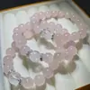Pulsera Simple de Cristal Rosa Natural Pulsera de Caballo Rosa Suave Pulsera Elástica de Cristal para Mujer Joyería Regalo para Novia