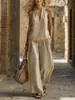 Conjunto de Pantalones Anchos sin Mangas con Bloques de Color Estilo Europeo y Americano Nuevo para Mujer 2026, Conjunto Casual de Dos Piezas de Verano, Estilo Transfronterizo de Moda