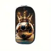 Estojo de Lápis Coroa de Futebol Moda Transfronteiriça Grande Capacidade Poliéster Simples Estojo de Papelaria Leve Portátil para Escola Primária