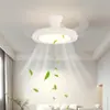 Lámpara de araña con ventilador para sala de estar y dormitorio, decoración del hogar moderna minimalista, lámpara de araña pequeña de alta gama estilo crema con luz de ventilador integrada