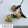 Lírio-de-fogo Galho Único 3 Cabeças Guirlanda de Filme Área de Boas-vindas de Casamento Arranjo de Flores Flor Artificial Palco Estrada Flor de Seda