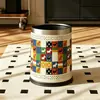 Papelera Vintage de Cuero Estilo Francés Operada con el Pie para Casas de Huéspedes, Alto Valor Estético, Doble Capa con Cubo Interior, Gran Capacidad, Pedal con Tapa