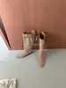 Botas Martin Femininas de Bico Fino e Salto Baixo 2026 Nova Moda Botas Western Suede Tira Traseira Botas Longas