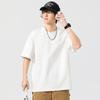 Camiseta de Manga Corta para Hombre con Diseño Bloque de Color Nuevo Color Verano 2025, Corte Holgado, Tallas Grandes, Cuello Redondo, Camiseta de Algodón Versátil de Moda