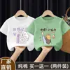 Camiseta Manga Curta para Meninas 2025 Novas Blusas de Algodão Puro para Crianças de Tamanho Médio e Grande Meninas Verão Soltas Gola Redonda Camisetas Básicas