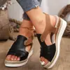 Sandálias Casuais Confortáveis Tecidas com Bico Redondo e Bolsos para Mulheres Plus Size - Verão 2026 - Novo Comércio Exterior - Tamanho Único