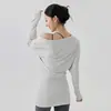 Cubierta Deportiva de Estilo Perezoso para Mujer, Top Largo Holgado de Cuello Redondo para Yoga que Cubre los Glúteos, Corte Ajustado, Adelgazante, Ropa de Fitness de Manga Larga