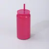 Taza de Agua Sublimable para Lata de 16 oz Transfronteriza, Taza Termo Creativa Portátil de Acero Inoxidable, Taza con Asa y Popote para Exteriores