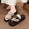 Sandalias de Verano 2026 Más Vendidas Calzado para Exteriores Pantuflas para Mujer Diseño Simple de Tira entre Dedos Tira Cruzada de Tela Tacón de Cuña Resistente al Desgaste
