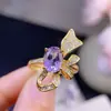 Anillo de Amatista Pura Natural para Mujer Color Súper Genial Piedra al Descubierto Tamaño 7*9mm Plata Pura S925 de Alto Grado Incrustado