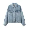 Chaqueta Corta de Mezclilla Holgada Estilo Europeo y Americano para Mujer Otoño 2026, Top de Mezclilla Azul de Moda Ins, Chaqueta Exterior Casual