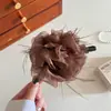 Presilha de Cabelo de Rede com Pena de Rosa para Mulheres, Presilha Grande de Tubarão para a Parte de Trás da Cabeça, Presilha de Cabelo de Alta Qualidade
