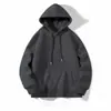 Sudadera con capucha de color liso, fina/forrada de forro polar, para mujer, estilo Hong Kong moderno de otoño e invierno, top holgado y sencillo para pareja