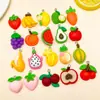 Resina Lindo Dibujo Animado Artificial Estéreo Durian Pitahaya Fresa Colgante Llavero DIY Colgante Accesorios de Joyería