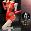 Lencería Erótica para Mujeres Jóvenes, Atuendo Sexy de una Pieza de Malla, Medias de Malla Seductores y Apasionados con Abertura en la Entrepierna, Una Pieza de Seda Negra, Al por Mayor