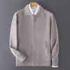Cárdigan 100% Lana Pura para Hombre Solapa Engrosada Chaqueta Tejido Prendas de Abrigo Otoño Invierno Casual Transfronterizo Suéter de Cachemira