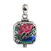 Colgante Saquito Diseño de Nicho para Mujer Abrelatas Flor de Esmalte Cloisonné Botella de Fragancia Plata Azul Quemado Colgante