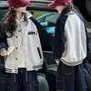 Jaqueta de outono com desenho para meninas coreanas novo modelo 2026 cardigã de outono infantil jaqueta baseball para crianças maiores roupas da moda