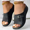 Sandalias de suela gruesa para mujer de talla grande, estilo europeo y americano, ligeras y cómodas, con decoración de hebilla de cinturón, novedad de verano 2026 para comercio exterior