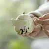 Tetera Pequeña Panda Pintada a Mano de Porcelana Arita de las Dinastías Tang y Song, Juego de Té Kung Fu, Tetera Cerámica para el Hogar con Filtro de Agujero de Bola, Mini