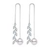 TikTok Moda Rápida Mano Dulce Hoja Borla Hilo para Oreja Circonita Perla Pétalo Pendientes Estilo Coreano Elegante Hilo Largo para Oreja