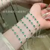 Venta al por mayor del fabricante Pulsera de Flor Pequeña de Plata S925 Incrustada con Jadeíta Natural Jade Verde Elemento de Cadena de Cuentas Joyería de Plata para Mujer Hecho a Mano