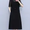 Novo Vestido Elegante de Verão 2026 para Mulheres Plus Size, Manga Curta, para Mulheres Curvilíneas, Emagrecedor e Modelador de Cintura, Vestido de Chiffon Estiloso
