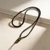 Cordão de Pingente Artesanal Ajustável de Duas Cores com Enrolamento de Arame, Coroa Micro-Incrustada em Latão e Laço de Nó Perfeito para Colar Masculino e Feminino
