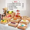 Mesa de Postres tipo Buffet Soporte de Exhibición para Sushi Mesa para Pausa de Té China Mesa de Comida Fría Estante para Pasteles Placa de Exhibición con Adornos de Madera