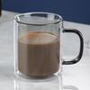 Copo de vidro colorido de dupla camada com alto teor de borosilicato e alça Copo de leite de café da manhã de dupla camada Copo doméstico de dupla camada