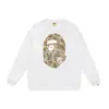 Moletom fino de terry para comércio exterior transfronteiriço, para homens e mulheres, estação outono, com estampa de letras homem-macaco e camuflagem, caimento solto, gola redonda, pulôver, moderno