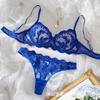 Conjunto de Sutiã de Renda Transparente Bordado Sexy Estilo Europeu e Americano com Efeito Push-Up, Lingerie Atacado Transfronteiriça 25005