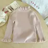 Suéter de Bebê para Meninas, Camiseta Base com Borda de Babados de Princesa para Menininhas, Tricô Infantil, Fofo Tendência Atacado Borda de Babados