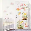 Adesivo de Parede Fada das Flores em Aquarela Elfo da Floresta Flores de Cogumelo Plantas Autoadesivo Decoração de Parede para Quarto Infantil