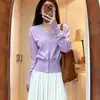 Nuevo cárdigan de punto suave y acogedor estilo coreano para mujer, corte ajustado, adelgazante, abrigo suéter básico versátil de color liso para otoño e invierno
