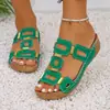 Sandalias de cuña slip-on ultraligeras de comercio exterior EPE con borde metálico para mujer, sandalias huecas de suela gruesa en tallas grandes
