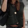 Nuevo Chaleco de Punto de Primavera y Otoño Amazon Transfronterizo Europeo y Americano Sin Mangas Cárdigan de Punto Corto Chaleco de Moda